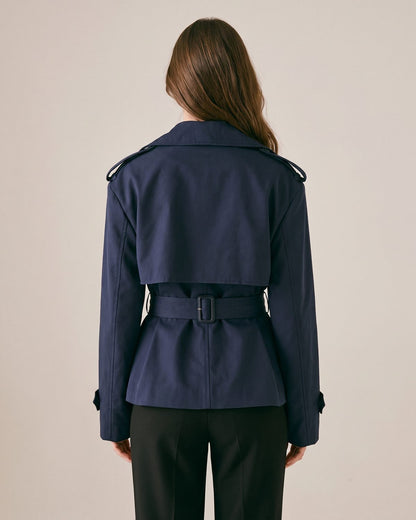 Trench court bleu marine femme — Dos