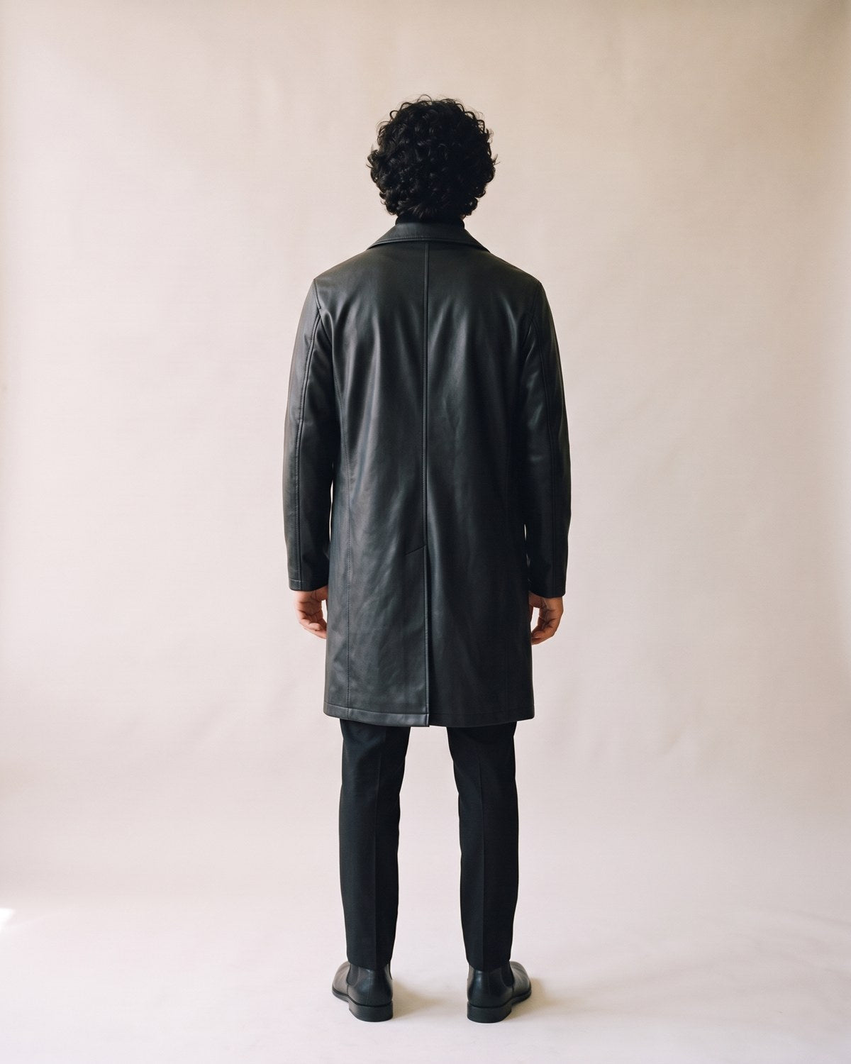 Trench cuir noir homme - vue dos