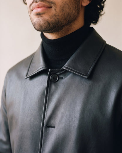 Trench cuir noir homme - détail matière