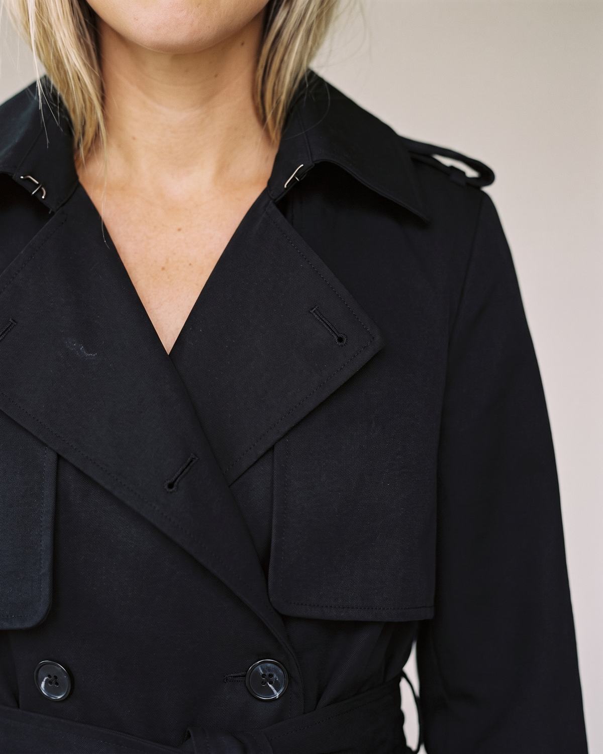 Trench Femme Noir Long détail