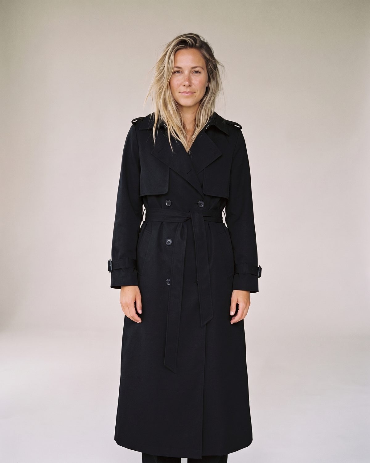 Trench Femme Noir Long porté