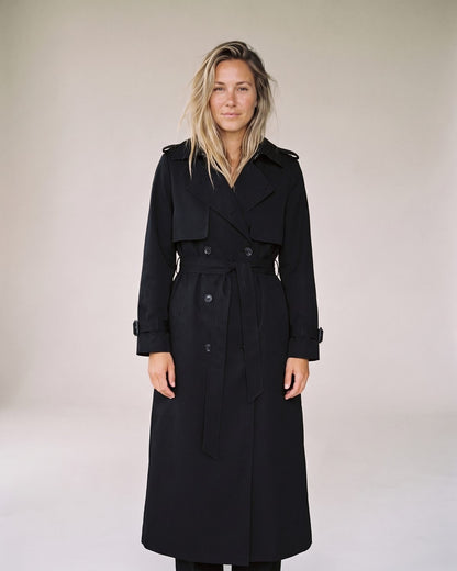 Trench Femme Noir Long porté