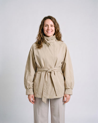 Trench Court Vert Femme Beige - face