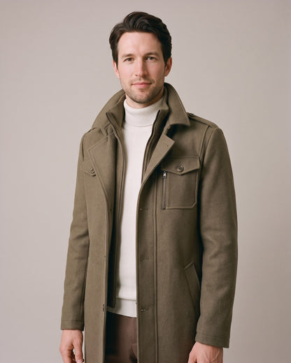 Trench kaki homme - détail col zippé