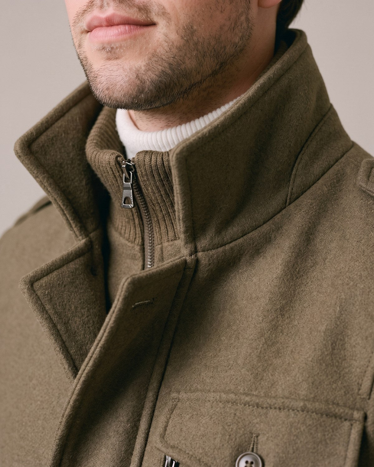 Trench kaki homme - détail matière