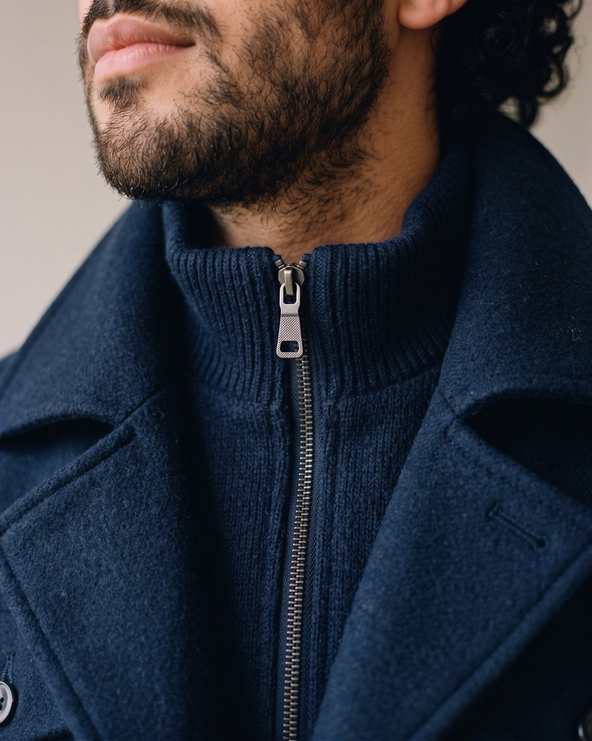 Trench marine homme - détail matière
