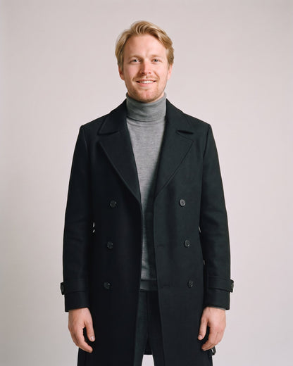 Trench noir homme - détail revers boutons