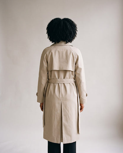 Trench long beige classique femme — Dos