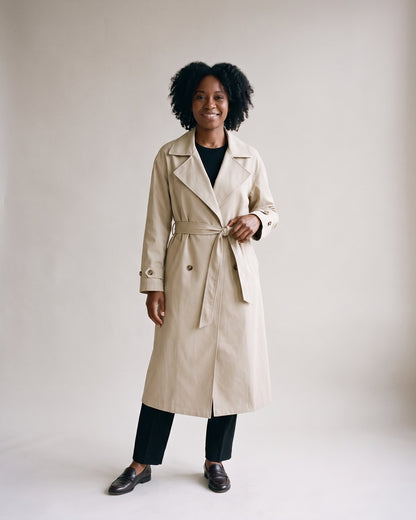 Trench long beige classique femme — Face