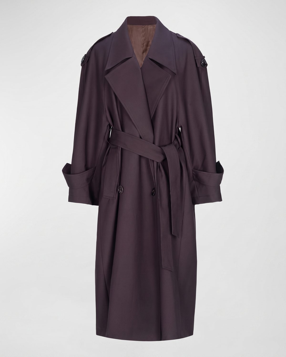 Trench long bordeaux prune femme packshot