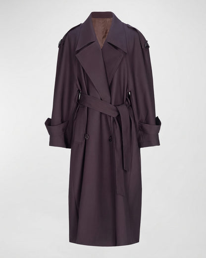 Trench long bordeaux prune femme packshot
