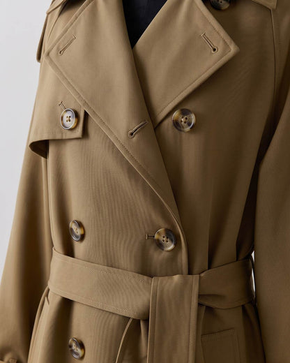 Trench long ceinturé camel femme — Détail