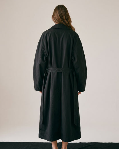 Trench long oversize noir femme — Dos