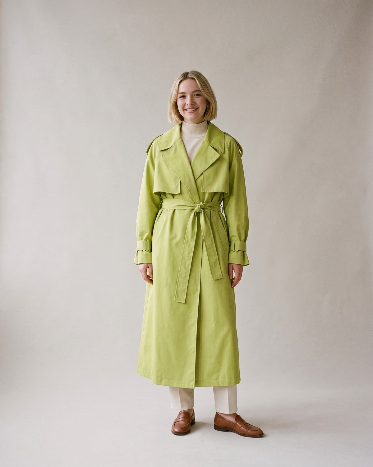 Trench long vert anis femme - face