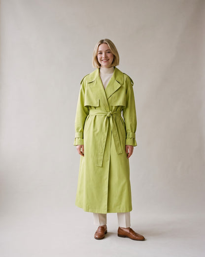 Trench long vert anis femme - face