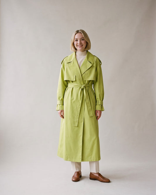 Trench long vert anis femme - face