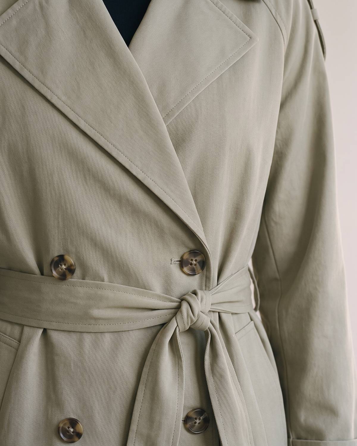 Trench long vert sauge femme — Détail