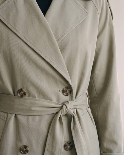 Trench long vert sauge femme — Détail