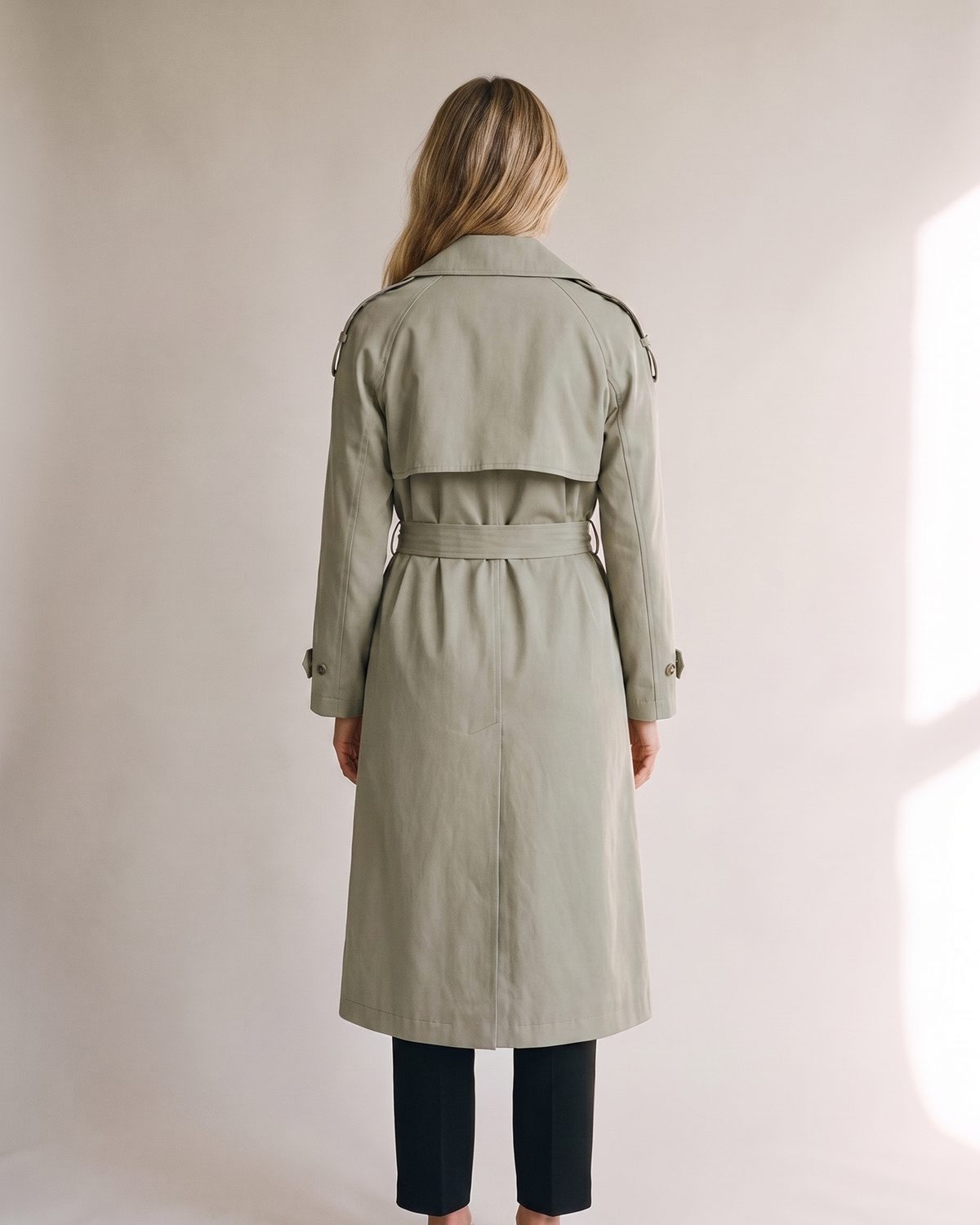 Trench long vert sauge femme — Dos