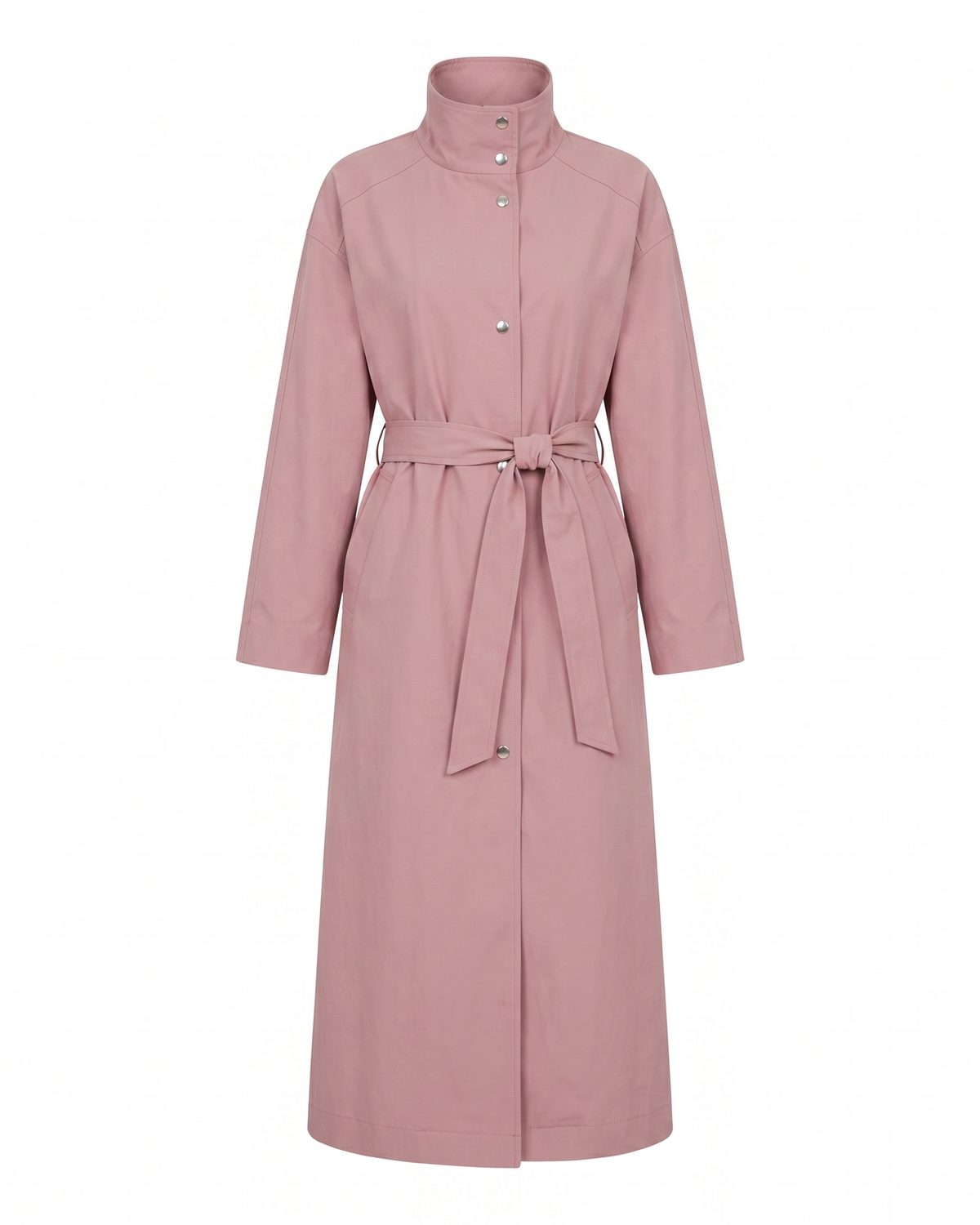 Trench rose poudré long femme packshot