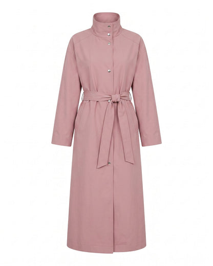 Trench rose poudré long femme packshot
