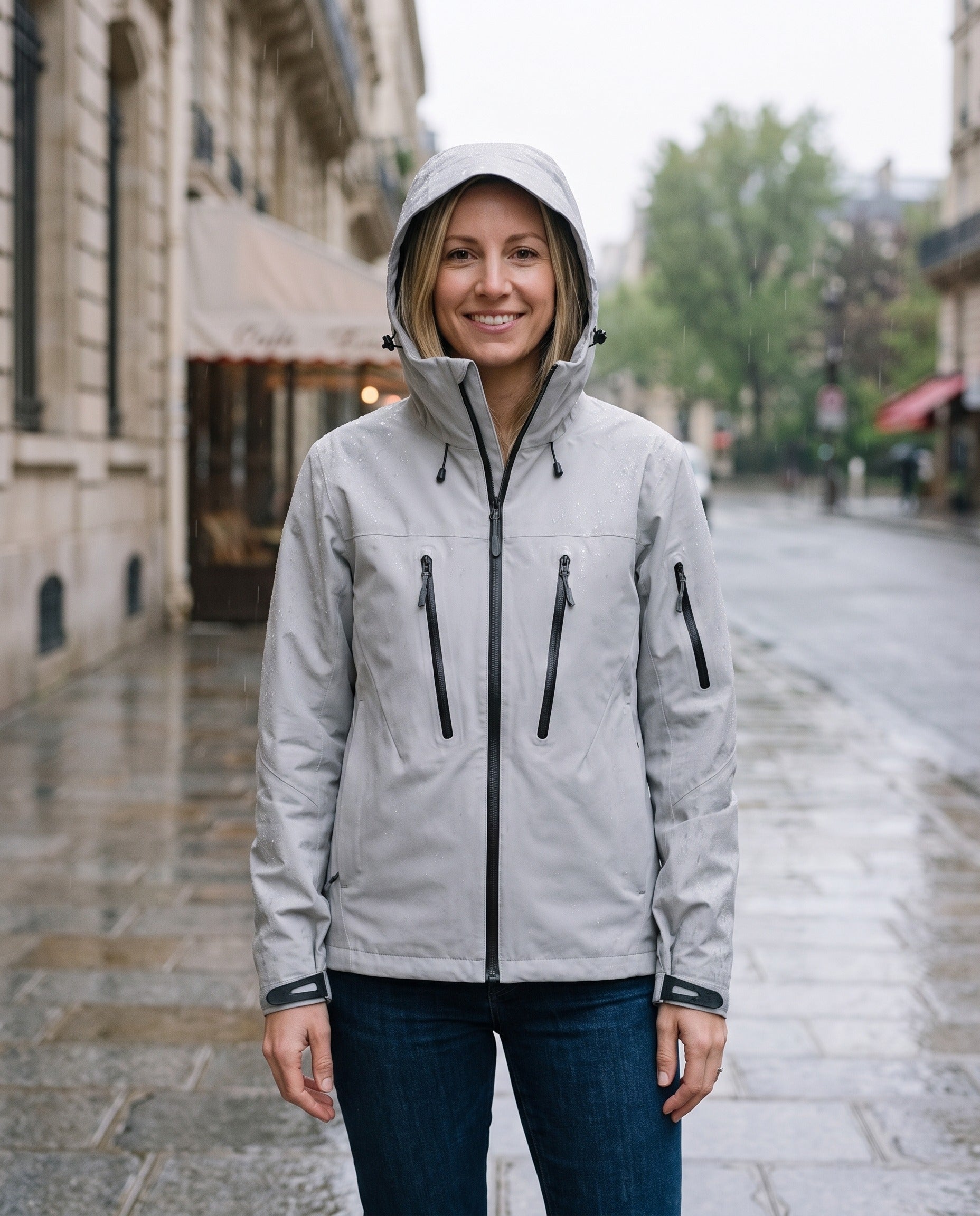 Veste imperméable femme - portée en extérieur