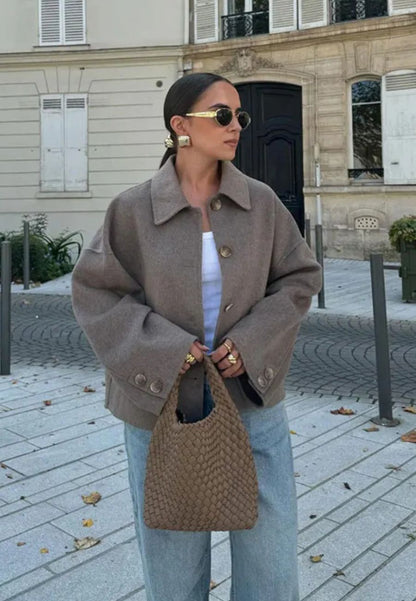 Veste légère oversize taupe pour femme